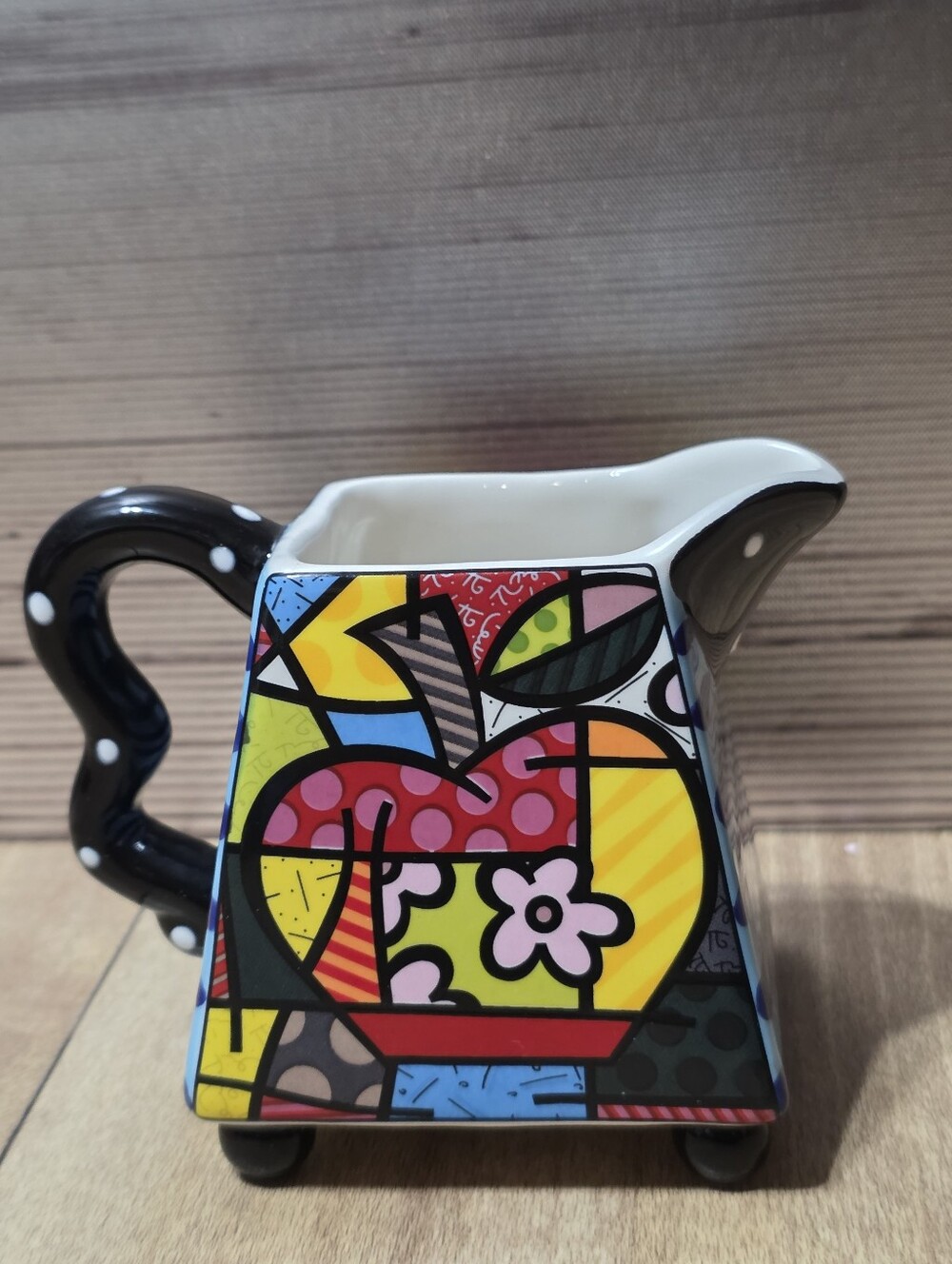Romero Britto 2009 Authentic Cream Bowl New Day Ceramic Retired